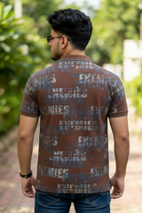 Men Typography Print Polo T-Shirt in Brown