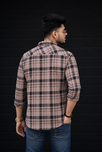Men Premium Onion & Black Checkered Casual Shirt KEV