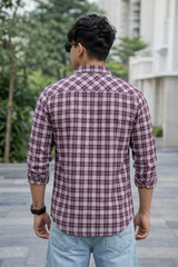 Classic Wine Checked Shirt for Men – Everyday Wear WON