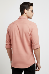 Men Dark Peach Color Striped Cotton Shirt for Men | New Casual Collection-251185701