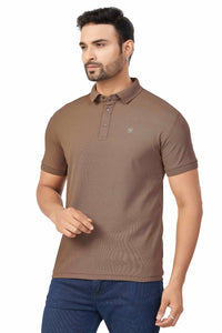 Coffee Plain Collar T-Shirt | Half Sleeve Sinker Fabric | Casual & Sports Wear New 1501