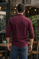 Men Premium Wine Solid Casual Shirt for Everyday Wear OXF