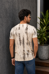 Men Cream Bicycle Print T-Shirt