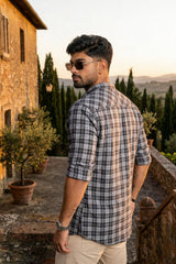 Classic Dark Grey Checked Shirt for Men – Everyday Wear WON
