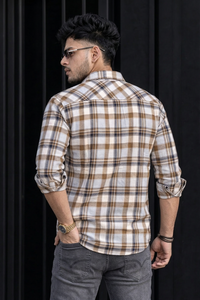 Men Olive and Blue Checkered Casual Shirt PRA-568