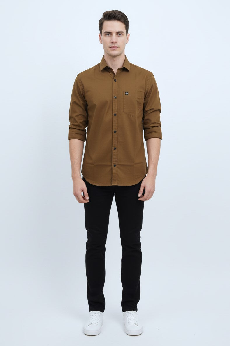 Solid Color Casual Shirts for Men | BROWN 251211180