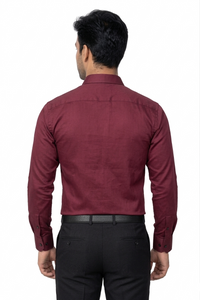 Men Solid Maroon Regular Fit Full Sleeve Formal Shirt - Atlance-FRMFORMAL