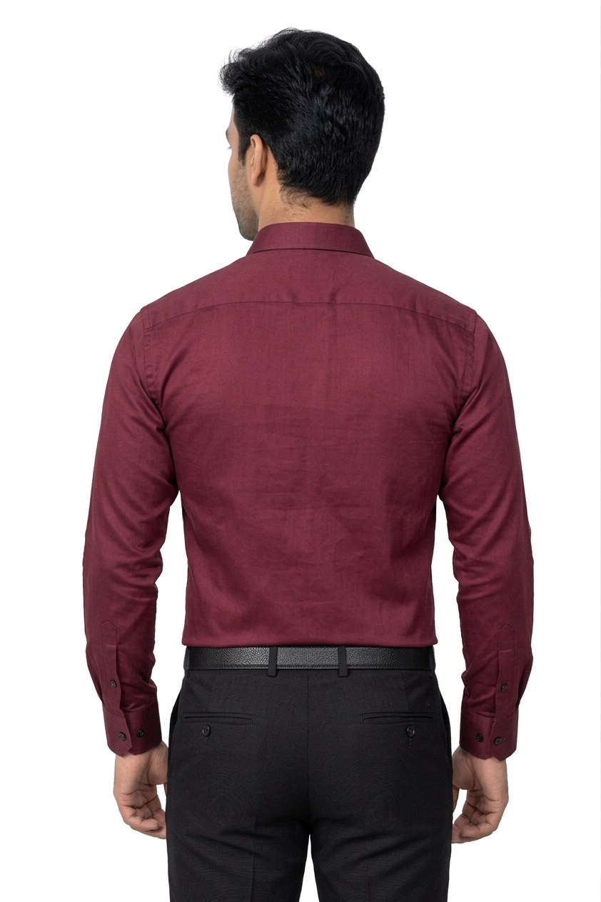 Men Solid Maroon Regular Fit Full Sleeve Formal Shirt - Atlance-FRMFORMAL