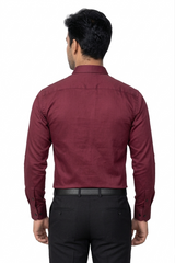 Men Solid Maroon Regular Fit Full Sleeve Formal Shirt - Atlance-FRM