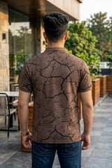 Trendy Coffee Printed Polo T-Shirt for Men | Modern Casual Style