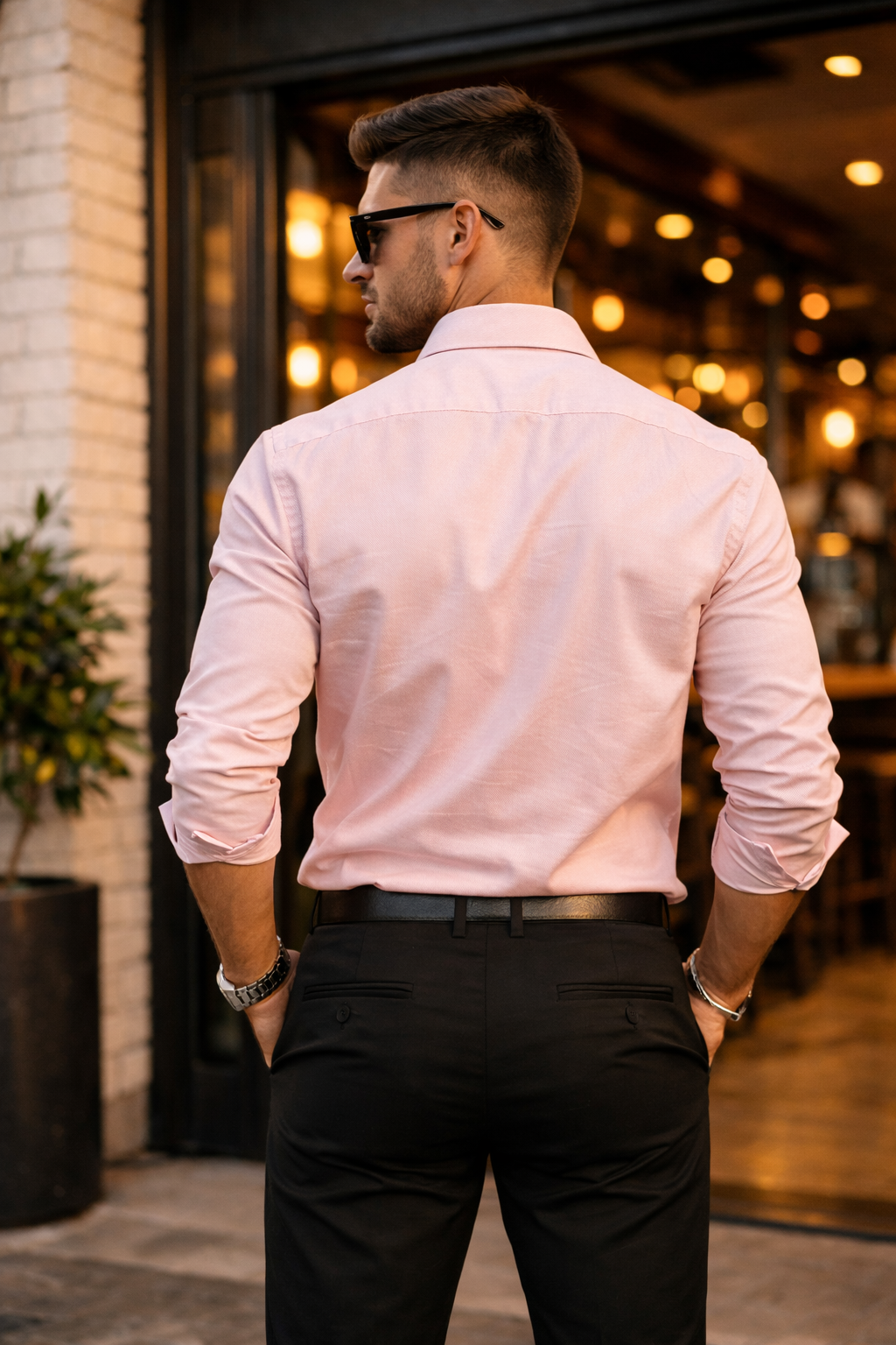 Men Pink Casual Shirt - Slim Fit Cotton Button Down 261049768