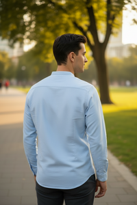 Skyblue Solid Cotton Casual Shirt | Minimalist Style-251205753