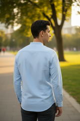 Skyblue Solid Cotton Casual Shirt | Minimalist Style-251205753