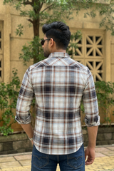 Brown Checks Cotton Shirt for Men - Stylish Multi-Color FABCK