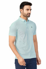Skyblue Plain Collar T-Shirt | Half Sleeve Sinker Fabric | Casual & Sports Wear