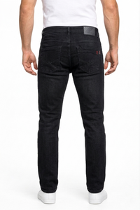 Atlance Mid-Wash Comfort Fit Jeans for Men | Black Denim Plain AT1022