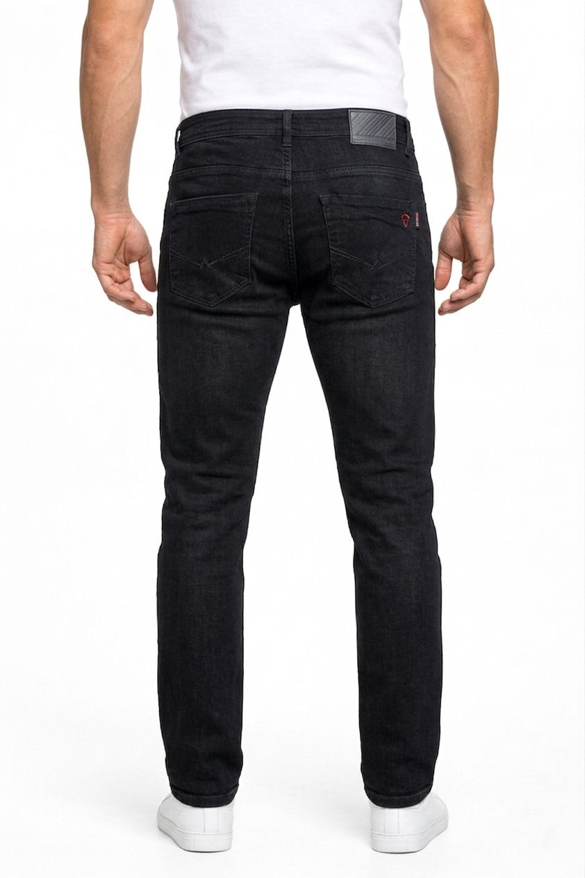 Atlance Mid-Wash Comfort Fit Jeans for Men | Black Denim Plain AT1022