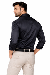 Atlance Elite Black Satin-Finish Luxury Formal Shirt-FRM