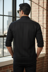 Premium Black Tonal-Striped Shirt for Men 251169354