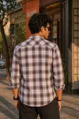 Men Onion Colour Casual Check Shirt – Premium Cotton WON