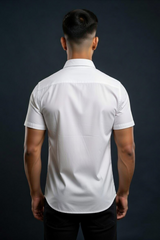 Men Casual White Short Sleeve Shirt - Cotton Comfort 261049774