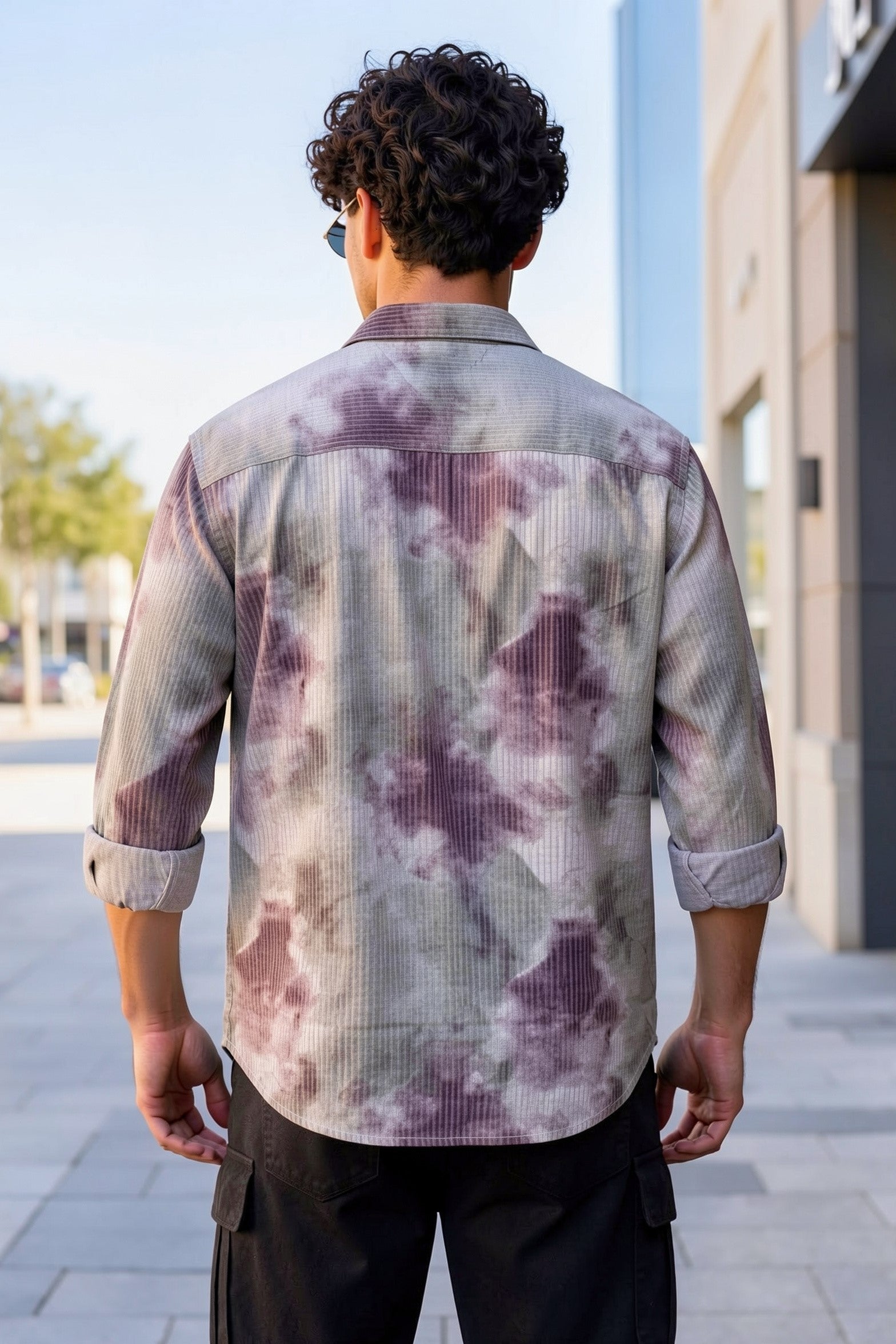 Men Onion Ribbed Tie-Dye Shirt | Long Sleeve Casual Zero 251091853