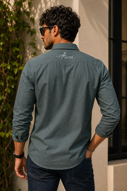 Men Plain Cotton Dark Pista Full Sleeve Shirt | Casual Button Down Shirt with Pockets SC-1972