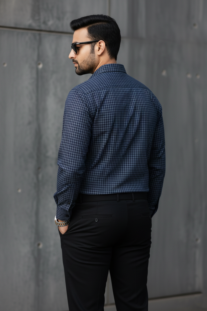 Atlance Blue Checkered Men Shirt – Formal Wear-FRMCHECKS