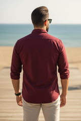 Men Plain Maroon Cotton Casual Shirt | Essential Solid Styles-251210575