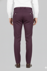 Men Slim Fit Formal Wine Colour Trousers for Smart & Casual 251078476