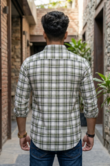Men Olive Casual Shirt – Checkered Daily Wear OXFCH