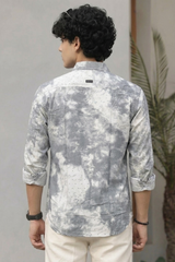 Grey Cloud Wash Shirt Men | Long Sleeve Casual Wear Zero