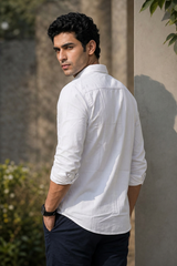 Men Classic Solid White Shirt | Cotton Fabric