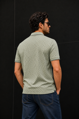 Men Pista Geometric Print Polo T-Shirt