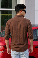 Men Premium Brown Solid Casual Shirt for Everyday Wear OXF