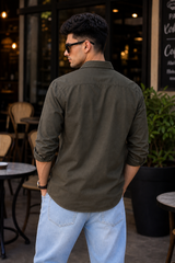 Men Premium Olive Solid Casual Shirt for Everyday Wear OXF