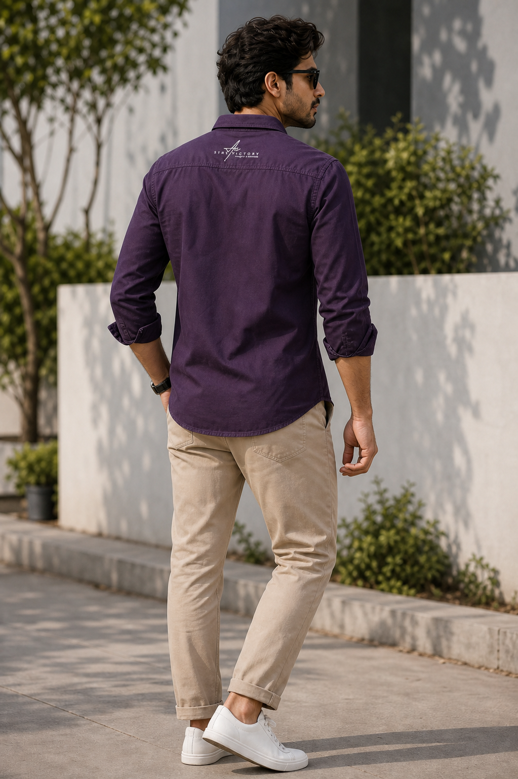 Men Plain Cotton Purple Full Sleeve Shirt | Casual Button Down Shirt with Pockets SC-1972