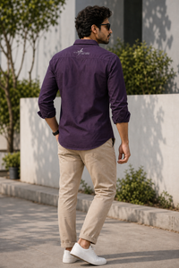 Men Plain Cotton Purple Full Sleeve Shirt | Casual Button Down Shirt with Pockets SC-1972