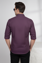 Men Wine Burgundy Textured Casual Shirt | Slim Fit |