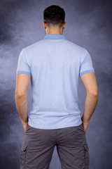 Men Sky Blue Striped Polo T-Shirt | Modern Casual Style 261023952