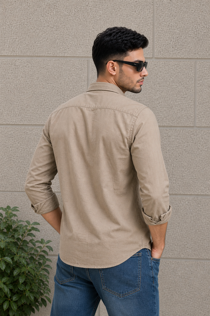 Men Premium Fawn Solid Casual Shirt for Everyday Wear OXF-PLAIN