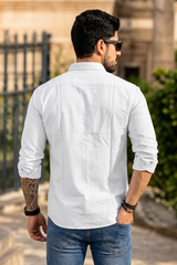 Men Premium White Solid Casual Shirt for Everyday Wear OXF