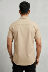 Men Casual Fawn Short Sleeve Shirt - Cotton Comfort 261049774