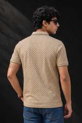 Men Fawn Geometric Print Polo T-Shirt