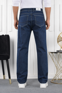 Men Straight Fit Blue Jeans - Classic Mid-Blue Denim Baggy | SBBGY16
