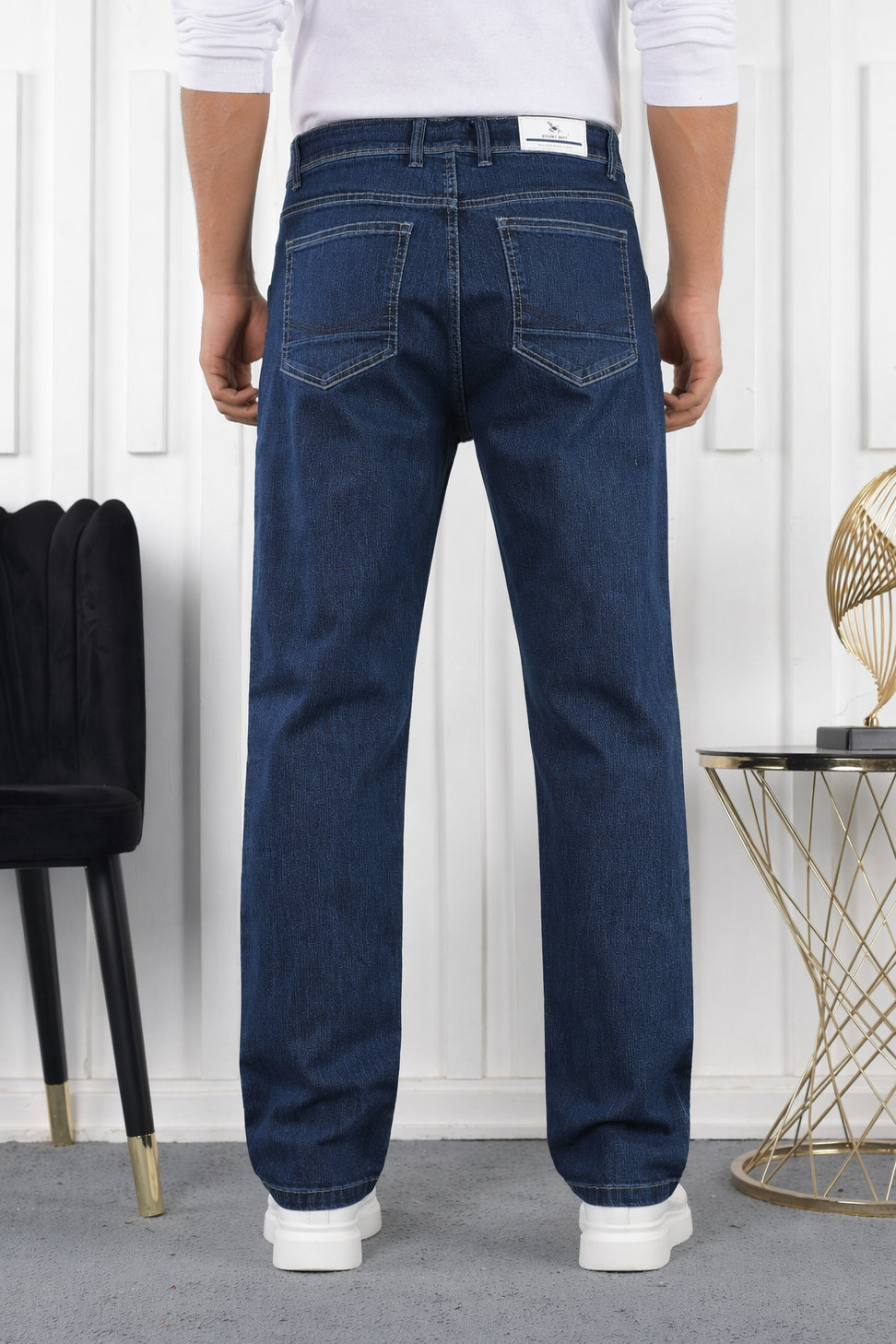 Men Straight Fit Blue Jeans - Classic Mid-Blue Denim Baggy | SBBGY16