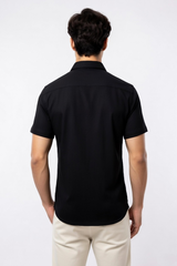 Men Casual Black Short Sleeve Shirt - Cotton Comfort 261049774