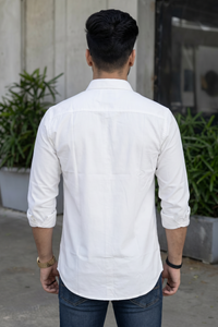 Men Slim Fit White Cotton Casual Shirt - Premium Smart-Casual Wear NFT