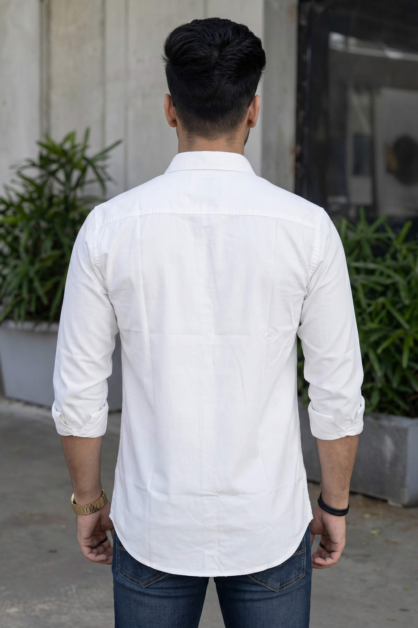 Men Slim Fit White Cotton Casual Shirt - Premium Smart-Casual Wear NFT