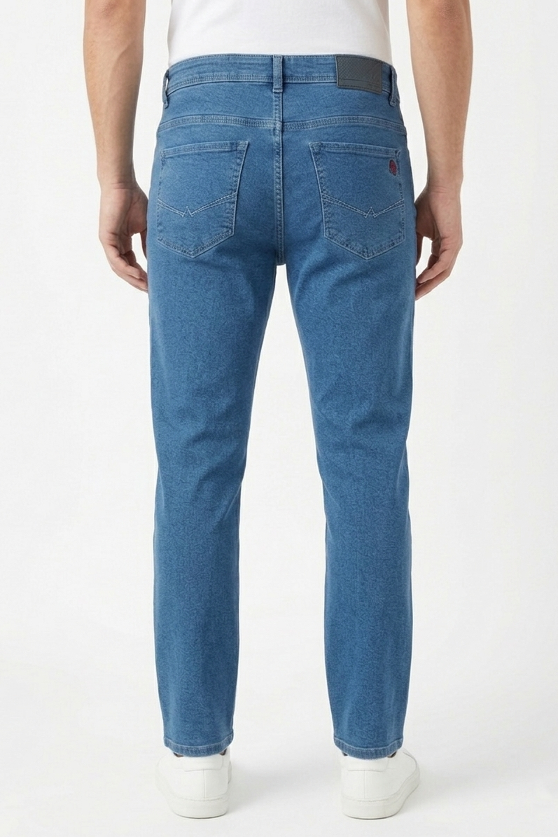 Atlance Mid-Wash Comfort Fit Jeans for Men | Blue Denim Plain 1022